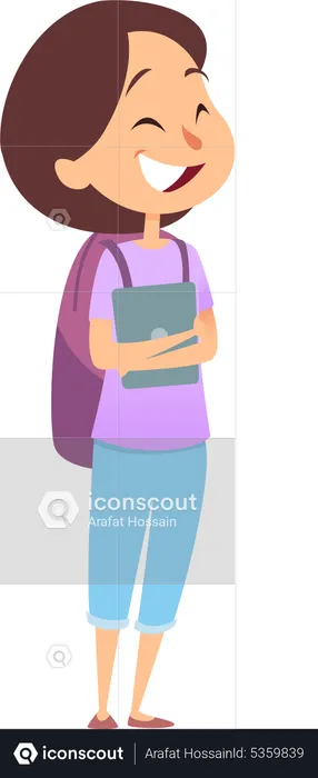 School girl holding book  Illustration