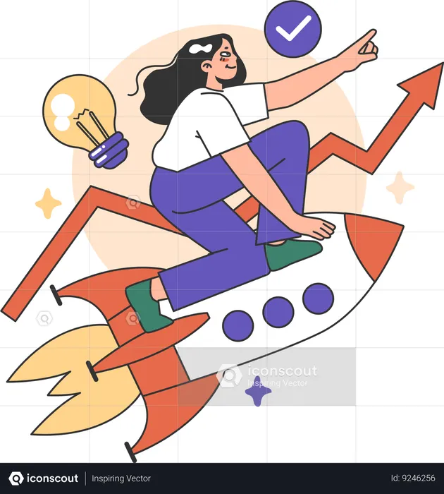 School girl launching startup  Illustration