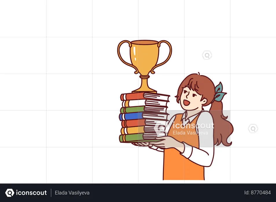 School girl receives achievement award  Illustration
