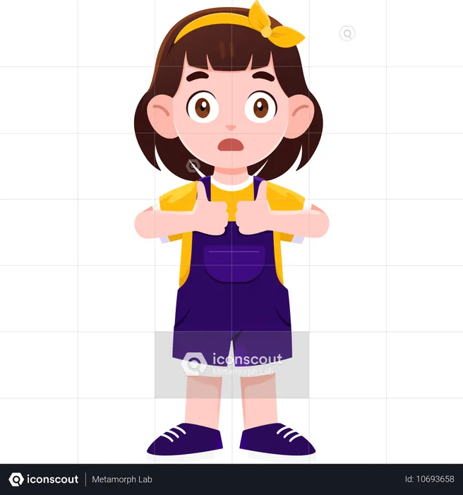 School girl showing Thumbs Up  Illustration