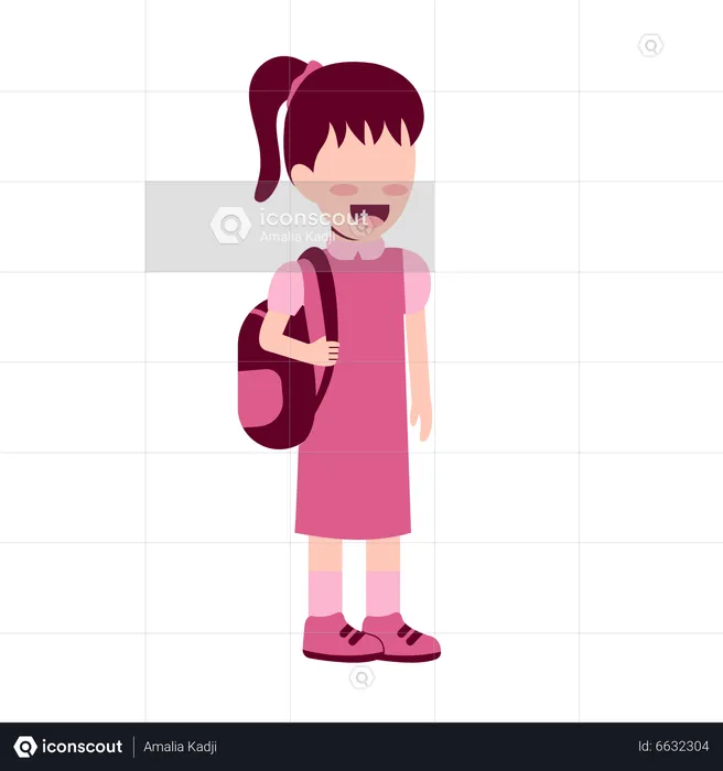 School Girl With bag  Illustration