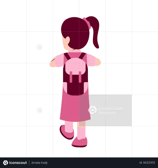 A girl with her bag at the school ground Stock Vector by