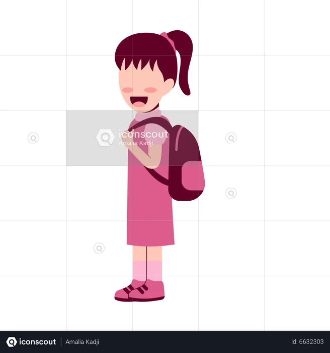 School Girl With bag  Illustration