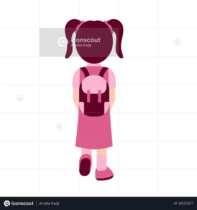 School Girl With bag  Illustration