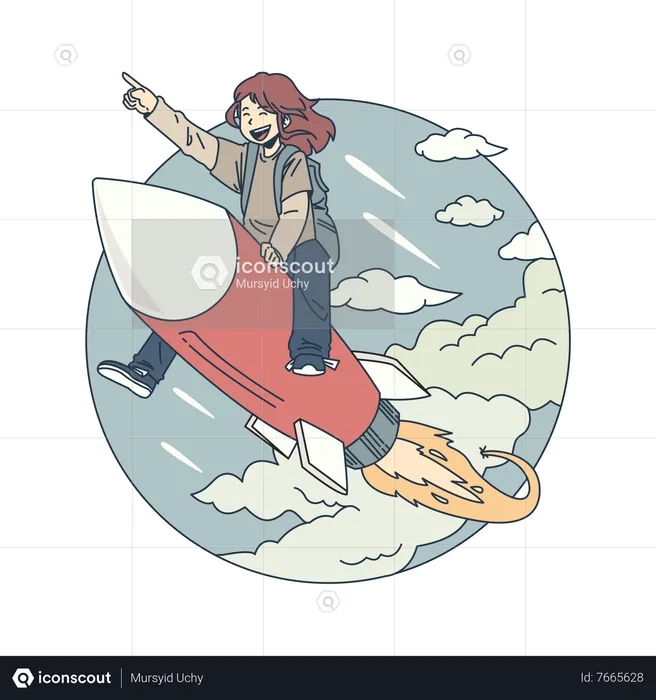 School kid moving towards future dream  Illustration