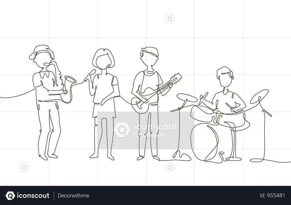 School Music Band Illustration
