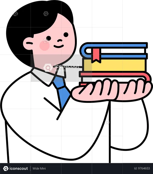 School student holding books  Illustration