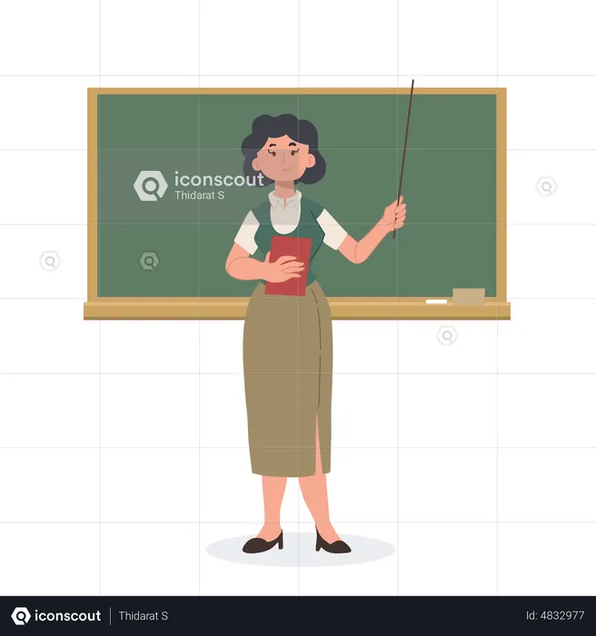 Teacher Explaining On Board  Illustration