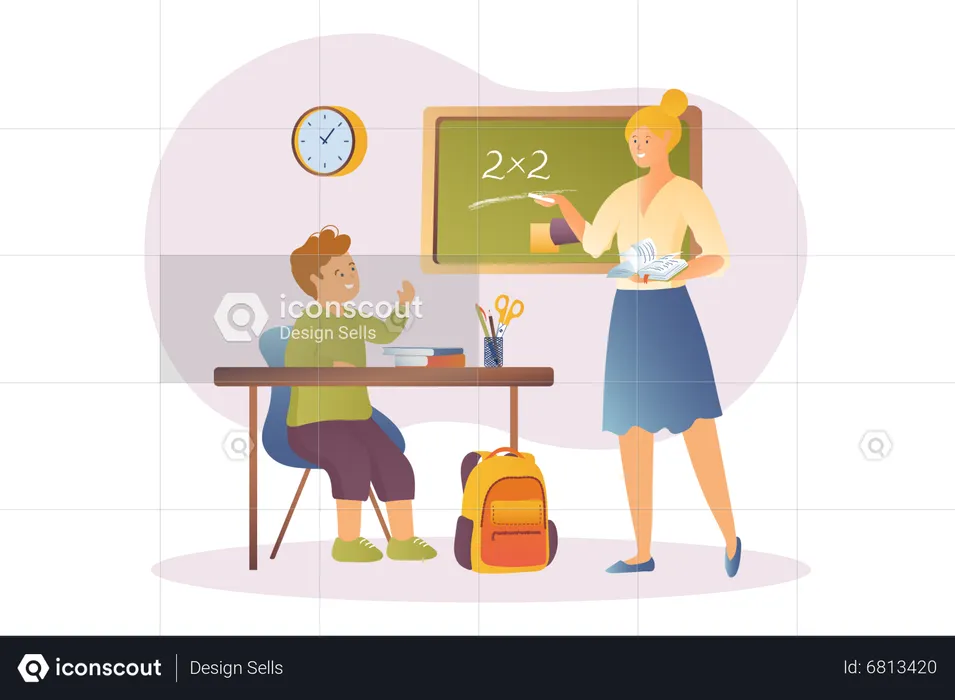 School teacher teaching mathematics  Illustration