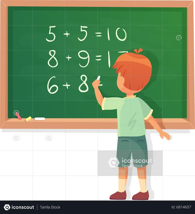 Schoolboy at the blackboard  Illustration