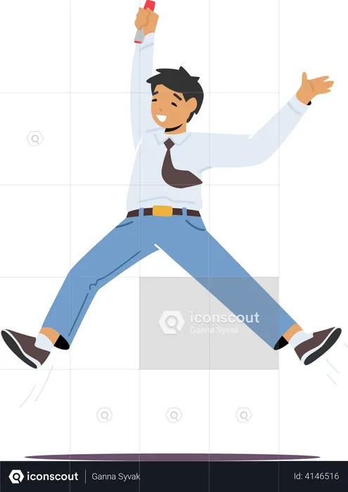 Schoolboy Jumping  Illustration
