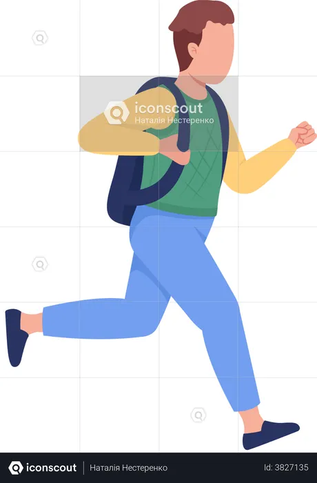 Schoolboy running to school  Illustration