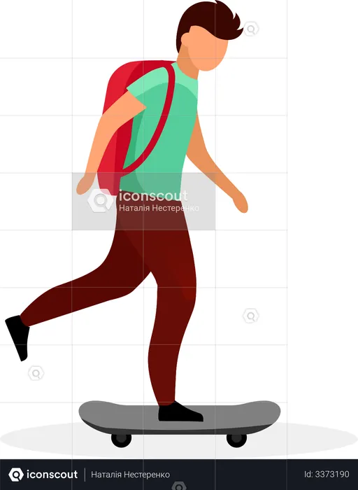 Schoolboy skateboarding  Illustration
