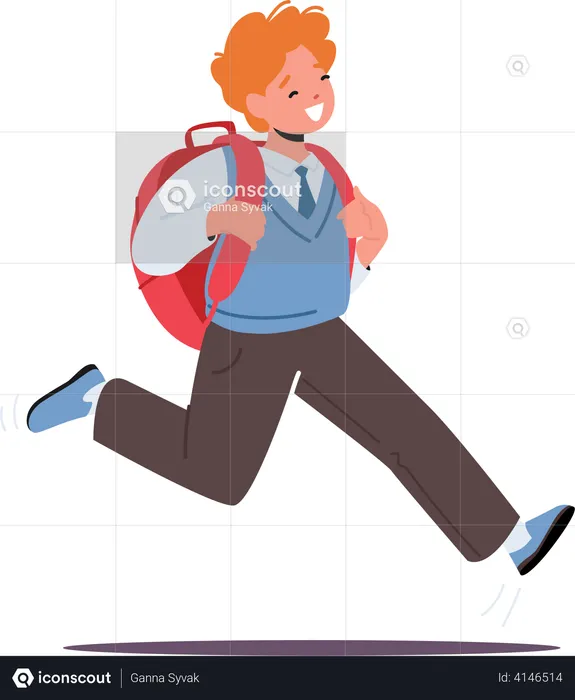 Schoolboy with Backpack Rejoice for Summer Holidays or Vacation  Illustration