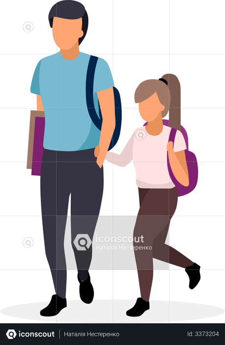 Schoolchildren walking Illustration