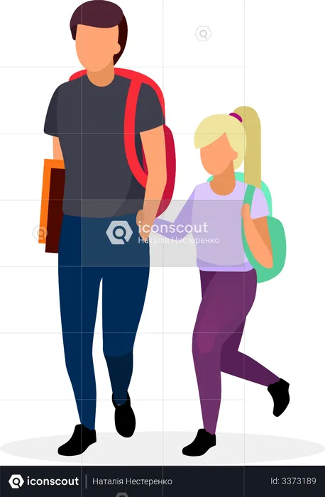 Schoolchildren walking  Illustration