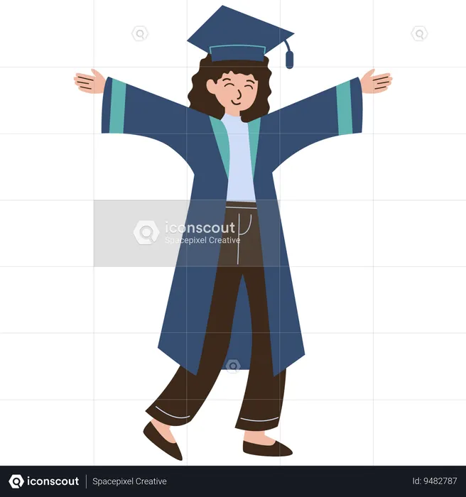 Schoolgirl celebrates graduation  Illustration