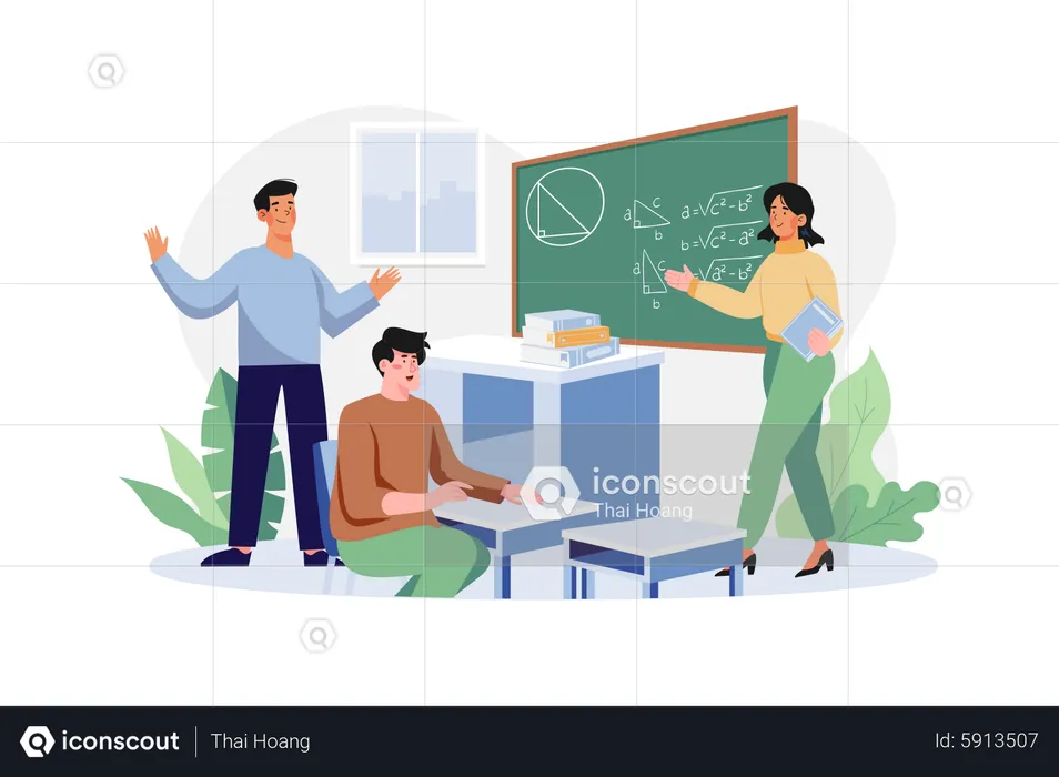 Schüler im Mathematikunterricht  Illustration