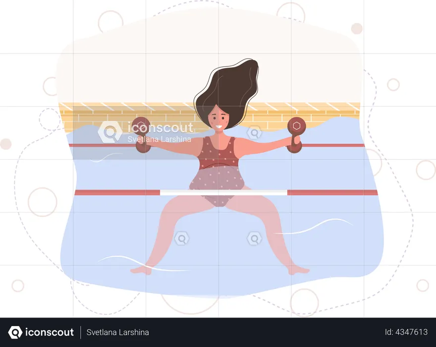 Schwangere Frau im Bikini im Pool  Illustration