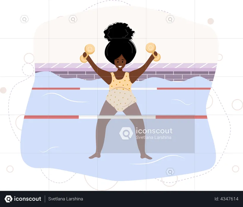 Schwangere Frau beim Sport im Schwimmbad  Illustration