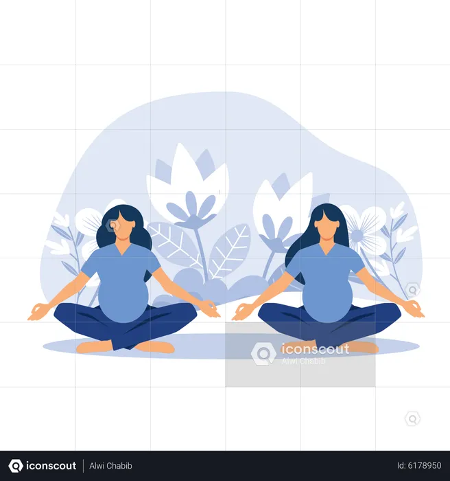 Schwangere Frau beim Yoga  Illustration