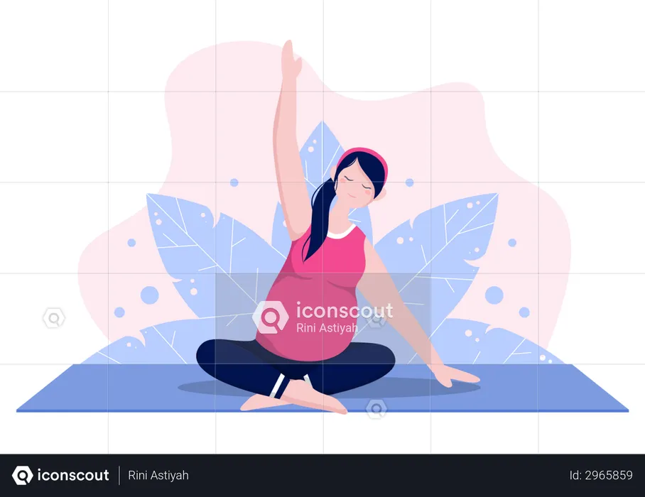 Schwangere macht Yoga mit Entspannung  Illustration