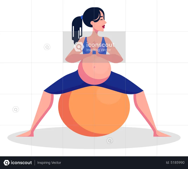 Schwangere Frau beim Training mit Gymnastikball  Illustration