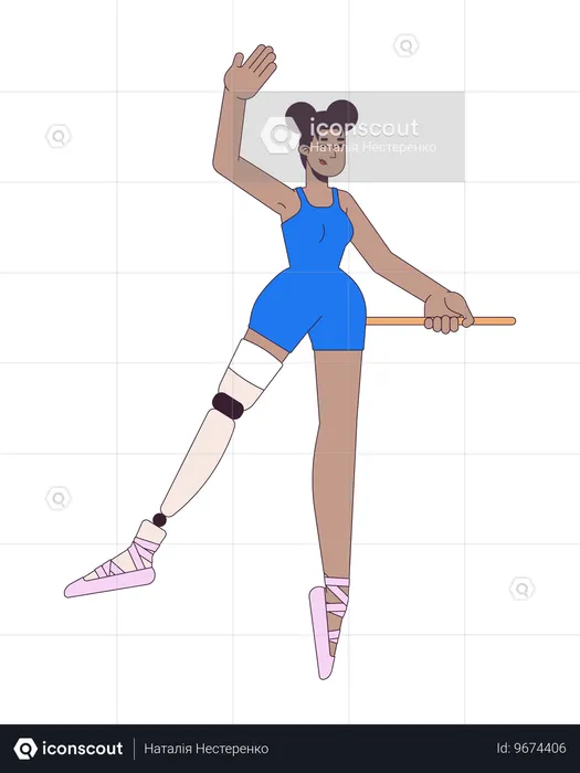 Schwarze Ballerina mit Beinprothese  Illustration