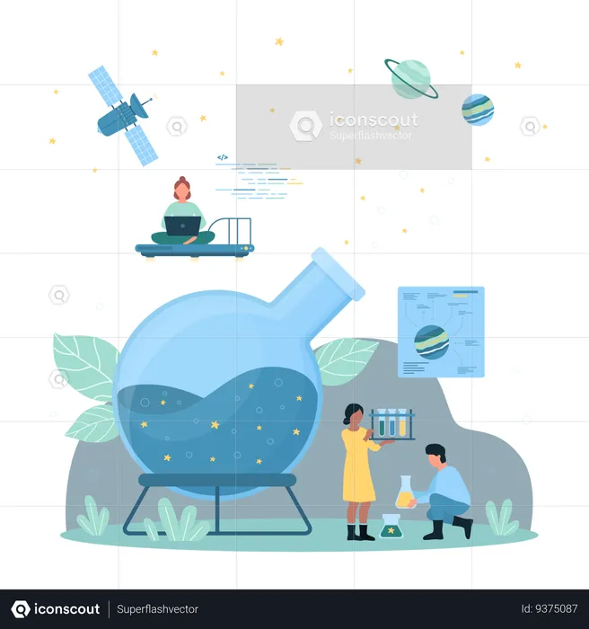 Science experiment in chemical laboratory  Illustration