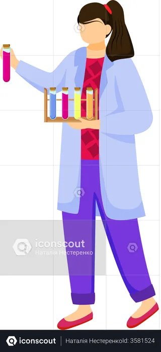 Science student in lab coat  Illustration