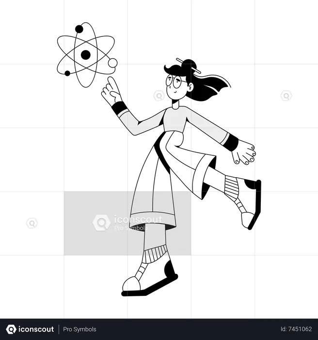 Science Student with atom  Illustration