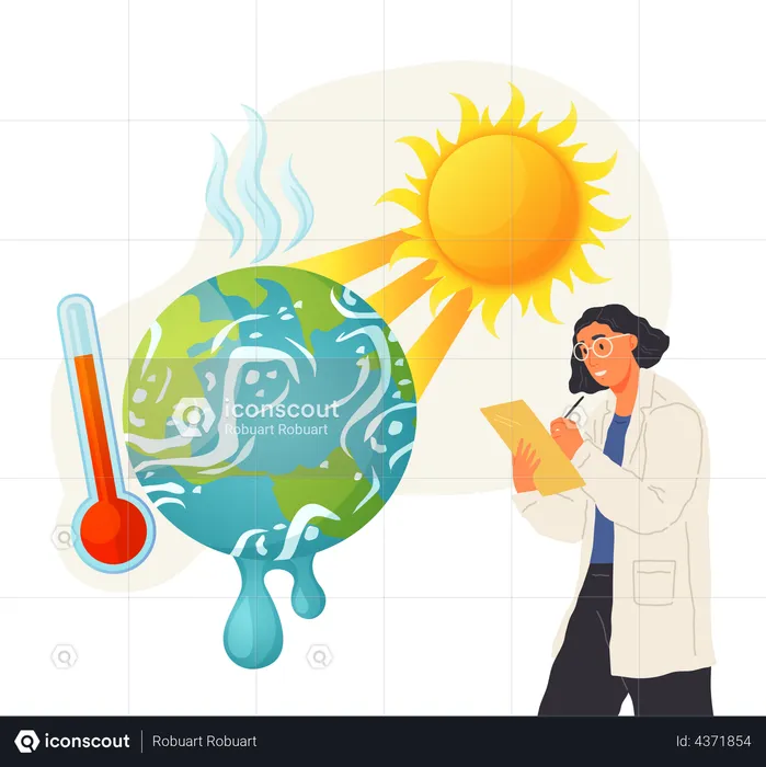 Scientific study of problems of rising temperatures  Illustration