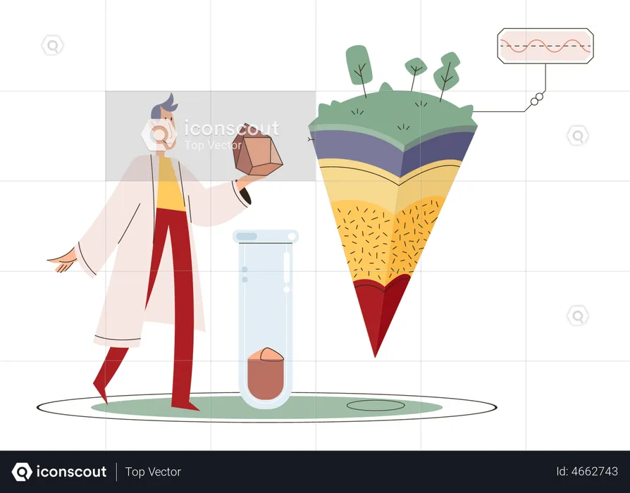 Scientifique analysant différentes formations rocheuses  Illustration