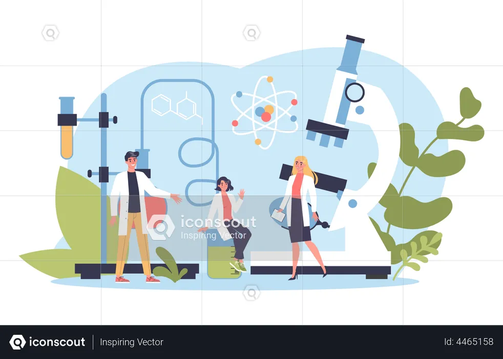 Scientifique faisant des recherches en laboratoire  Illustration