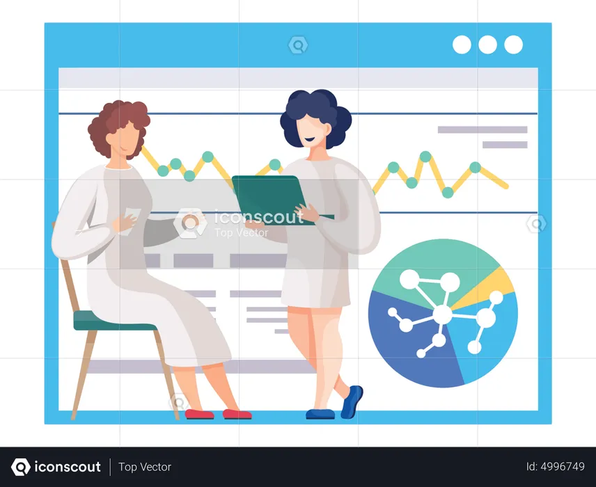 Scientifique effectuant une analyse de données  Illustration