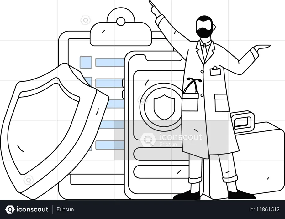 Un scientifique explique les termes et conditions des polices d'assurance  Illustration