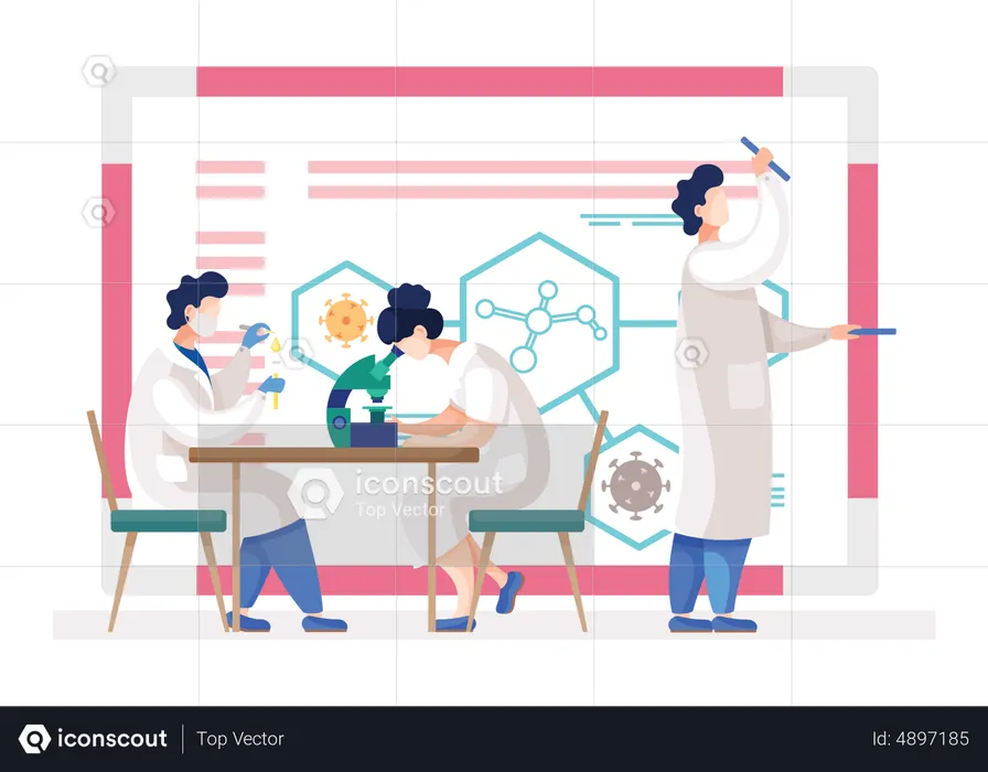 Scientifique faisant des recherches  Illustration