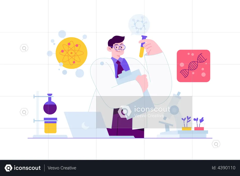 Scientifique faisant des tests médicaux  Illustration