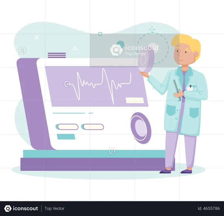 Scientifique médical travaillant sur une machine  Illustration