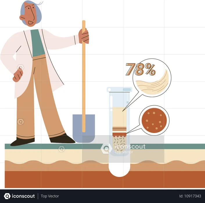 Scientifique mesurant l'état du niveau du sol  Illustration