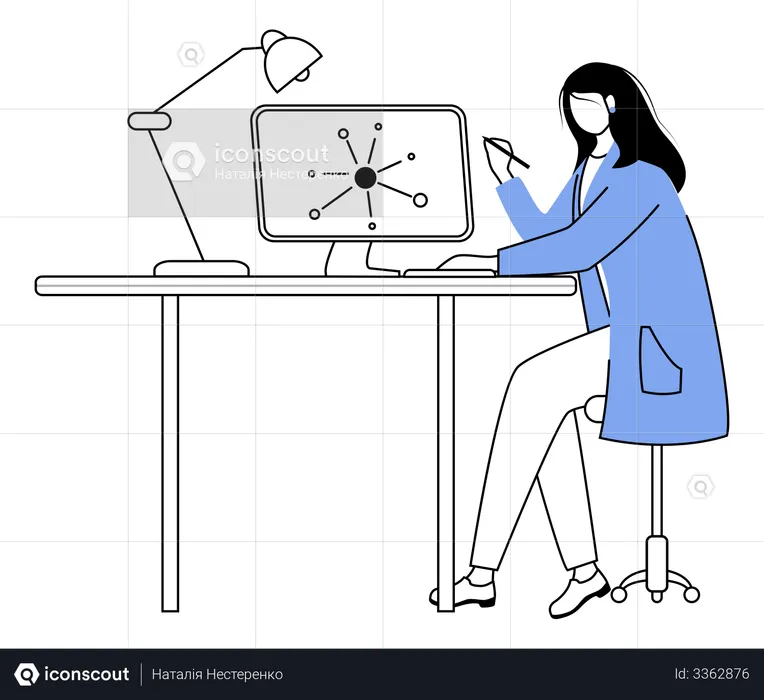 Scientist at working place  Illustration