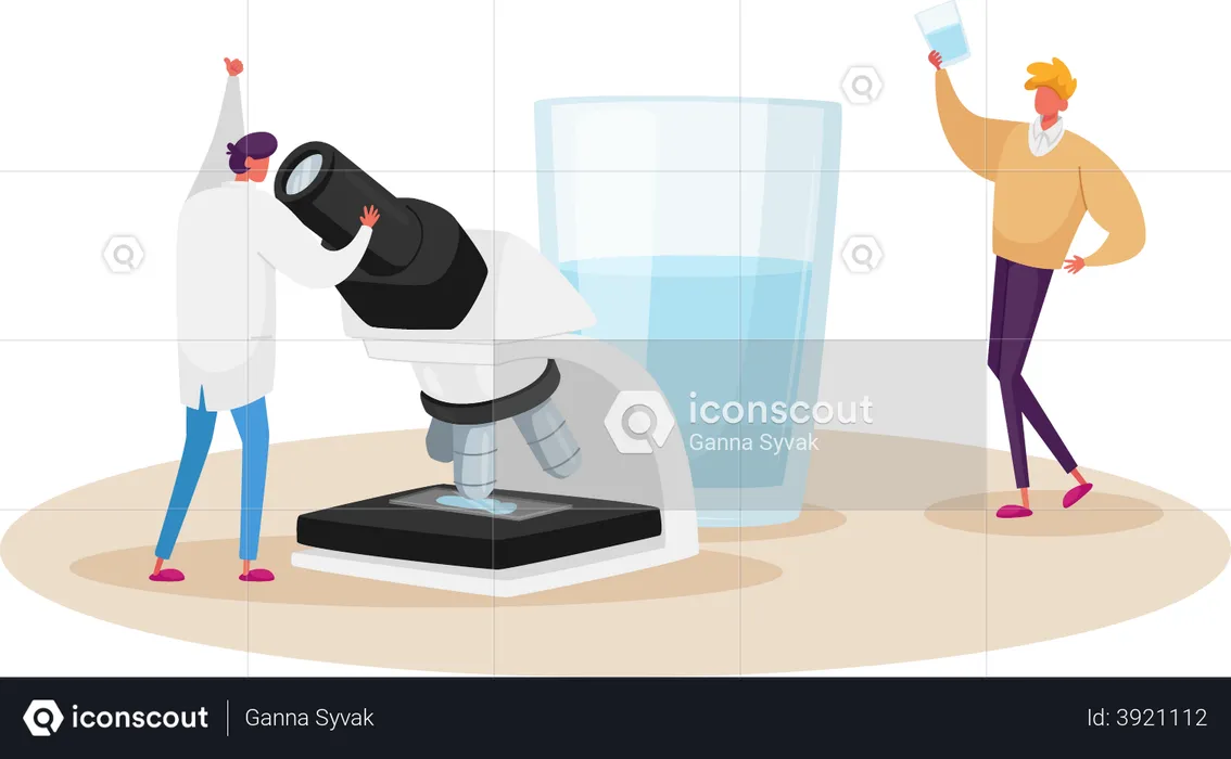 Scientist checking drinking water purity  Illustration