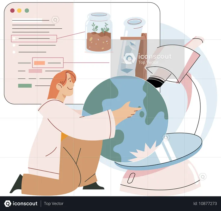 과학자는 지구를 연구하기 위해 연구를 수행합니다.  일러스트레이션