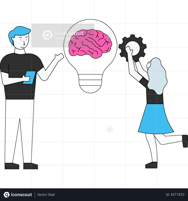 Scientist developing brain idea  Illustration