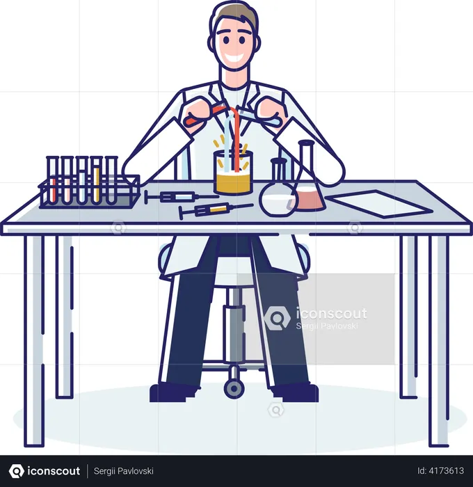 Scientist Developing Medicine  Illustration