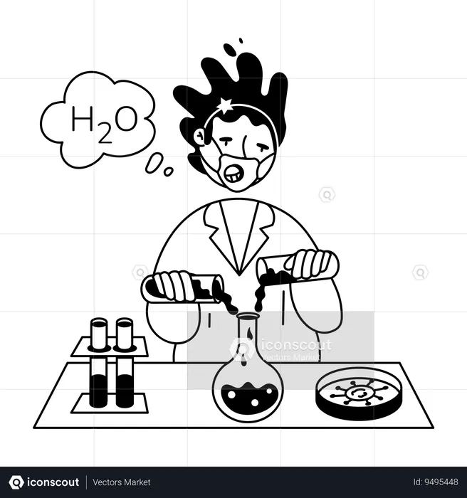 Scientist doing Chemical Reaction  Illustration