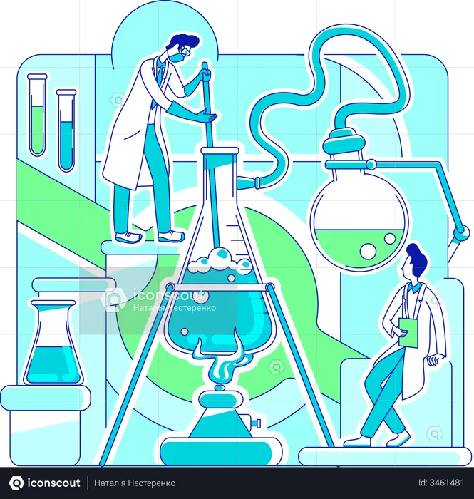 Scientist doing chemical reaction  Illustration