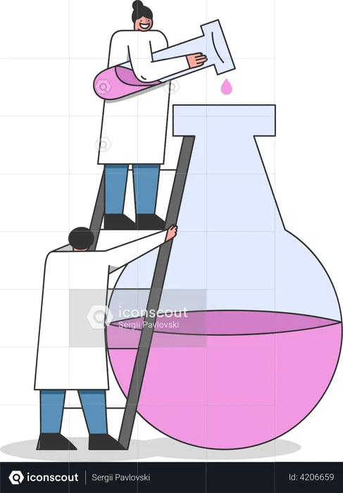 Scientist doing chemical research  Illustration