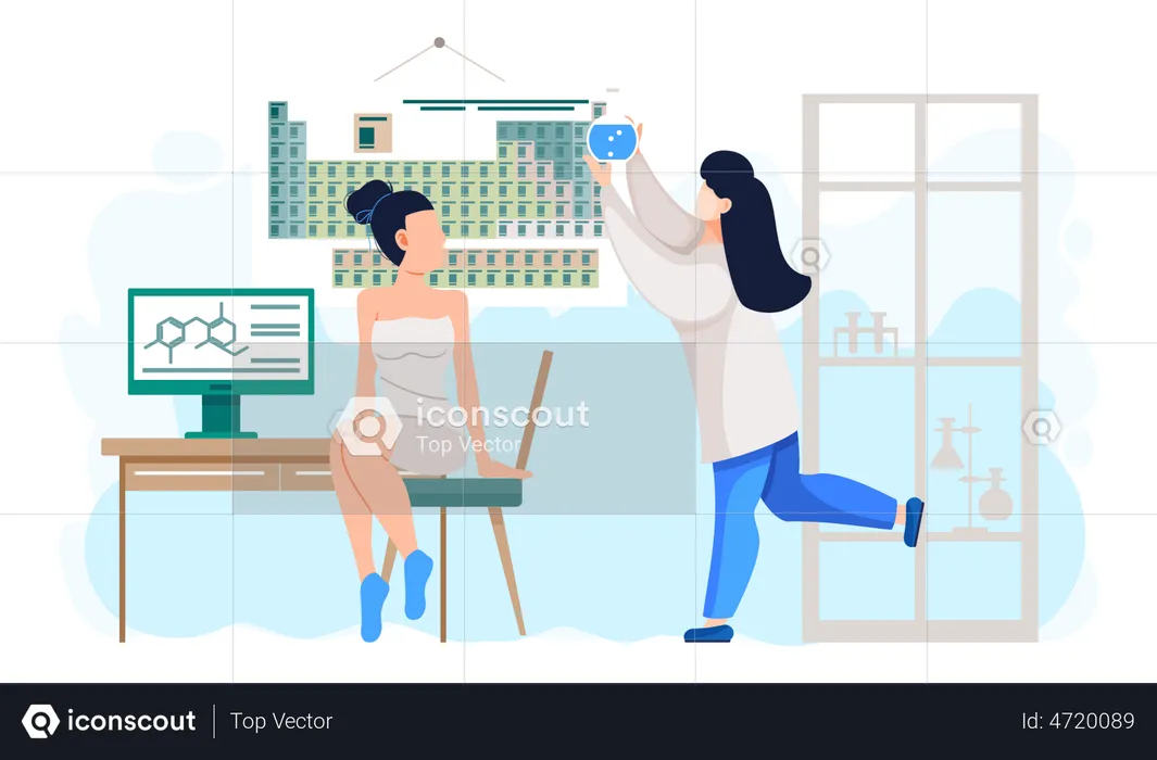 Scientist doing chemistry research  Illustration