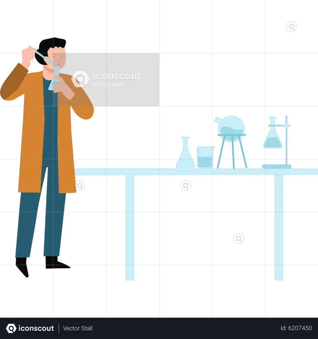 Scientist doing experiment in laboratory  Illustration